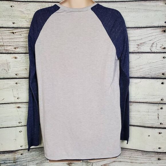 Departwest Men’s L Gray Blue Raglan Baseball Tee Long Sleeve Casual - Picture 4 of 7